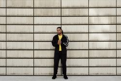 Black male near concrete blocks