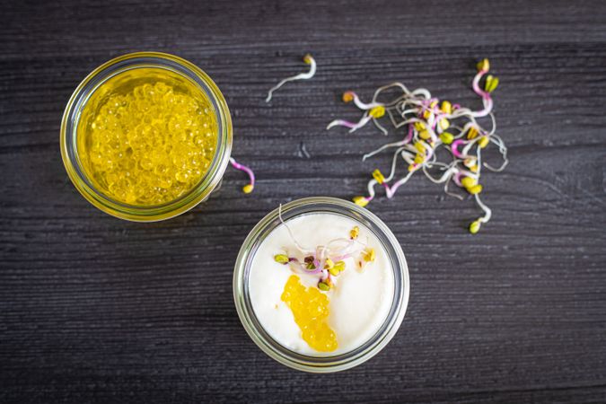 Mousse of goat cheese caramelized onion and extra virgin olive oil caviar