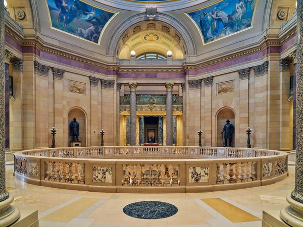 Upper-floor view of the Minnesota Capitol rotunda in St. Paul, Minnesota
