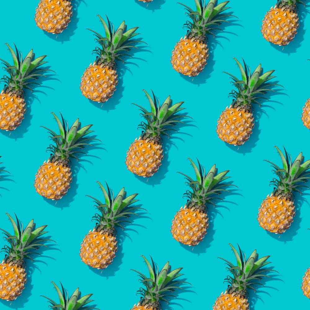 Whole pineapple pattern on a pastel blue background - Free Photo (0WEYr4) -  Noun Project