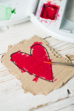 Love symbols hand painted in watercolor