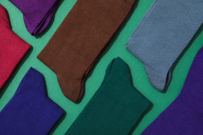 Concept of clothes for legs - socks, top view
