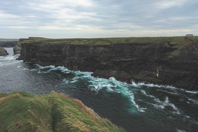 Coastal cliffs on overcast day