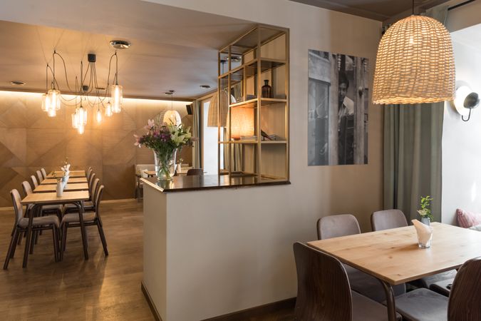 Interior of cozy restaurant