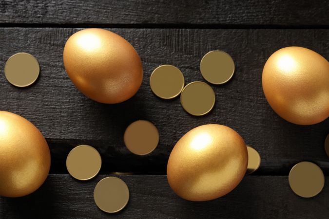 Concept of wealth and retirement - golden eggs
