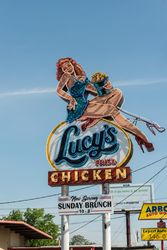 Lucy's Fried Chicken neon sign on Burnet Road in Austin, Texas E4ALz5