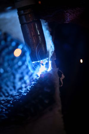 Metal welded in plaster mold