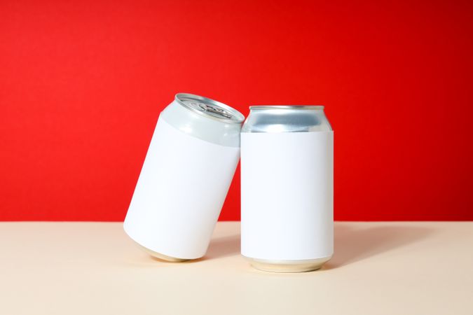 Concept of drink, blank cans with space for label