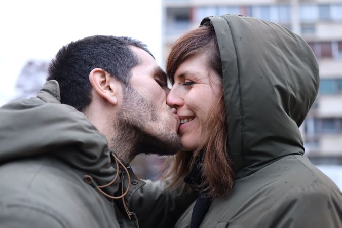 Intimate moment of a couple in love