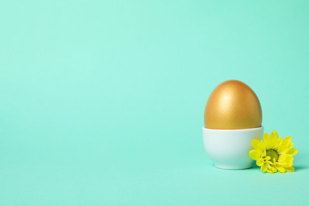 Pension rewards, returns and investment funding concepts, golden egg