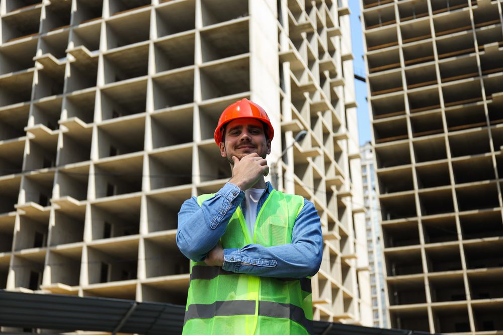 Young man civil engineer in safety hat