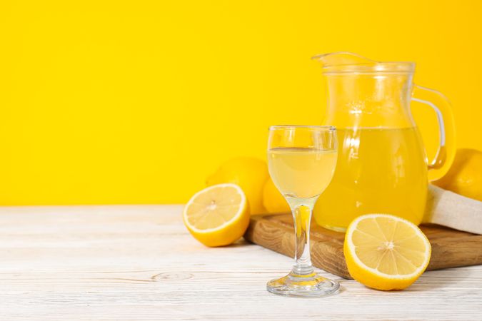 Concept of fresh summer drink - Limoncello cocktail