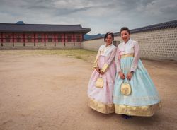 Seoul, South Korea - August, 08 2017: Asian women in traditional Korean clothing