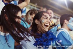 Crowd of sports fans of Argentina cheering during a match in stadium 4d97lb