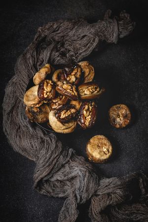Dates fruits with walnuts, mint and cinnamon for Ramadan