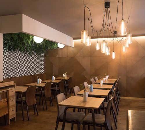 Interior of cozy restaurant