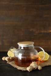 Cold treatment, healthcare concept - tea with ginger