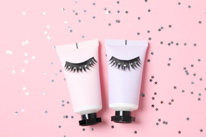 concept of cosmetology tools and beauty treatment, false eyelashes