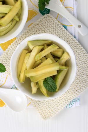 Thin Sliced Mango with Water and Sugar