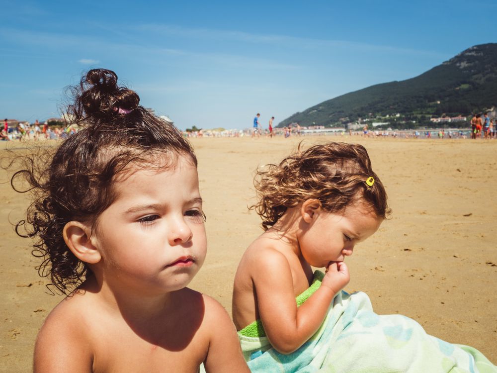 portrait of little girls at beach