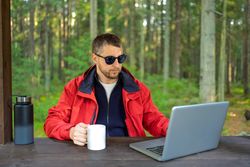 Remote Work Businessman Outdoors
