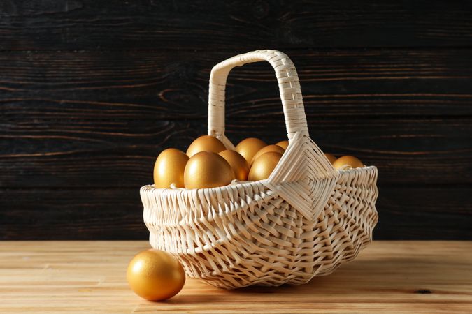 Pension rewards, returns and investment funding concepts, golden eggs