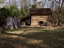 Tobacco barn at the Duke Homestead State Historic Site on the outskirts of Durham, North Carolina