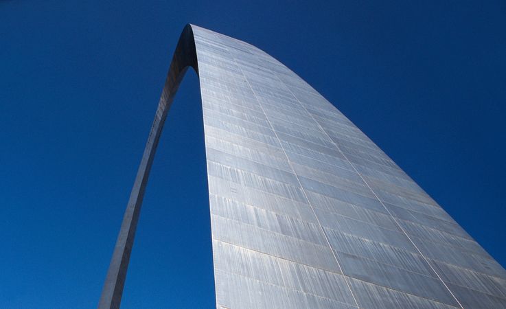 Close-up view of the Gateway Arc, St. Louis, Missouri