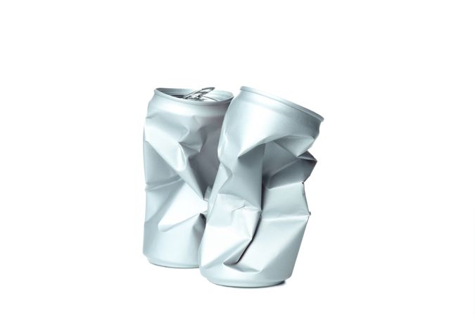 Blank crumpled cans isolated on blank background