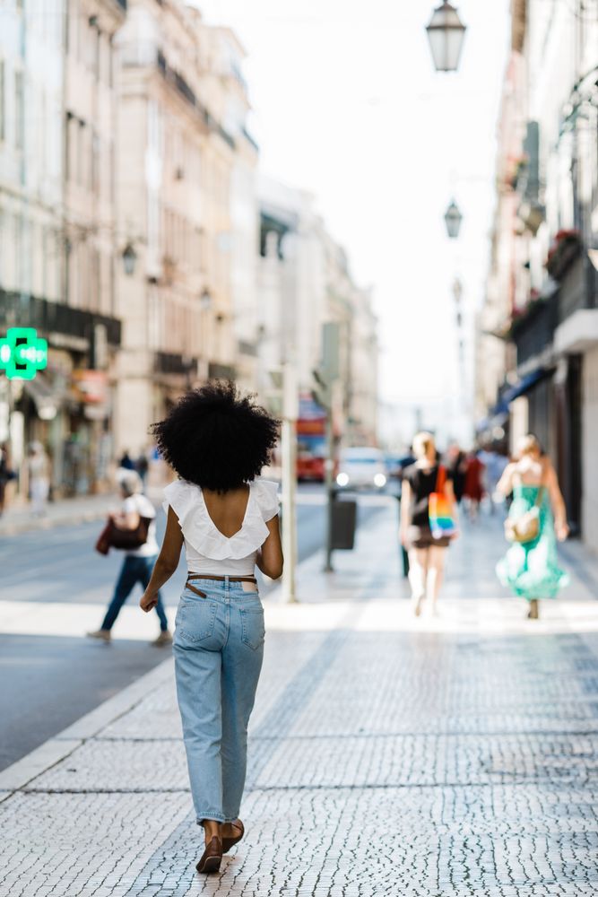 Black female on urban background