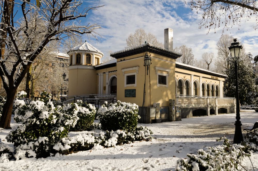 House after snow storm in Granada, Spain