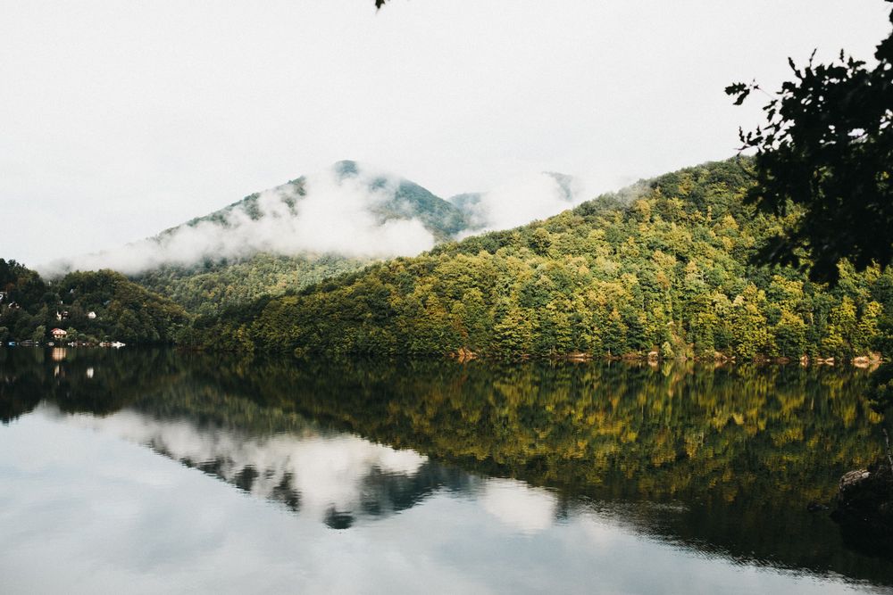 Amazing lake near mountains