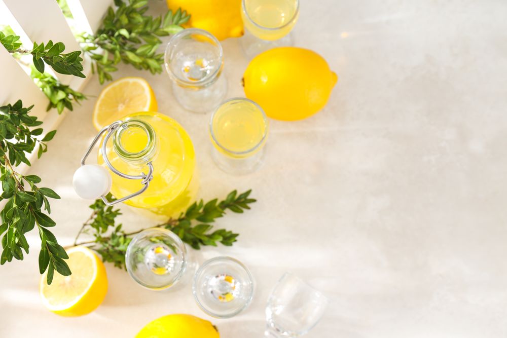 Concept of fresh summer drink - Limoncello cocktail