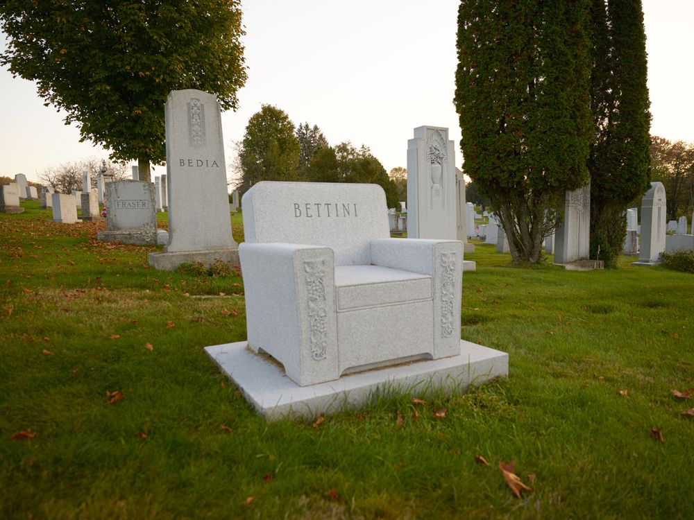 Chair granite tombstone at the Hope Cemetery, Barre, Vermont