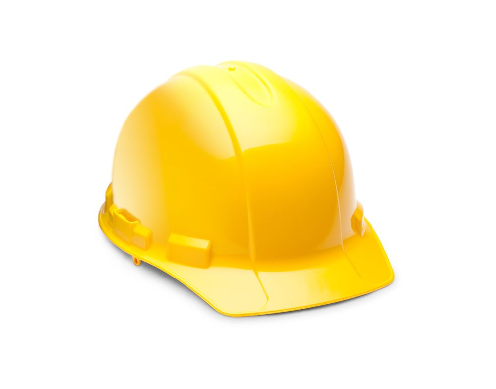 Yellow Hard Hat, Gloves and Hammer