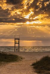 Observation tower at empty seashore