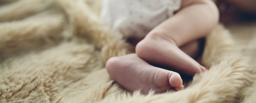 Detail of newborn baby feet