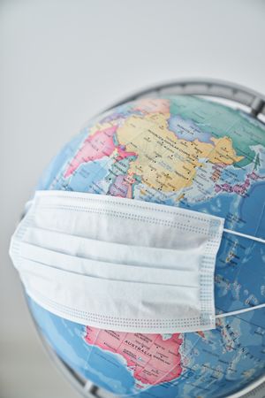 Protective mask on Earth planet in room