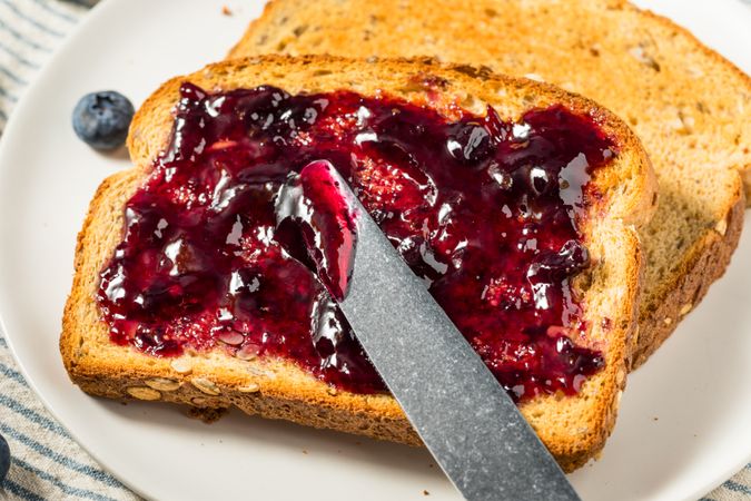 Healthy Homemade Blueberry Jam and Toast