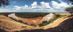 View of dirty river in savanna