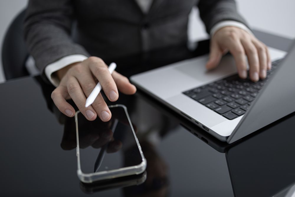 Business Communication Using Mobile and Laptop