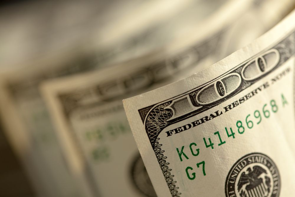 Abstract of One Hundred Dollar Bills with Narrow Depth of Field.