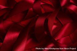 Close up of curled red satin ribbons 4M1Zr4