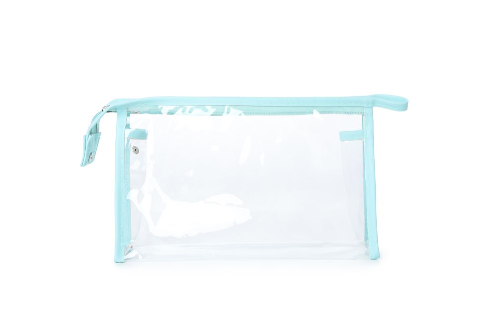 Bath accessories, toilet bag, isolated on plain background