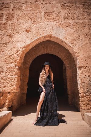 Elegant female in ancient fortress