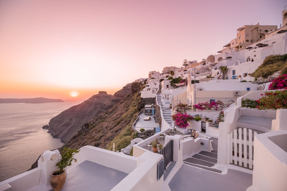Calm sunset over Santorini