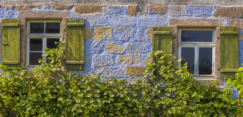 Architecture background from a blue German house