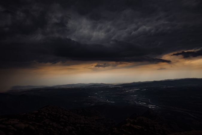 Views of the Montserrat Mountain with storm
