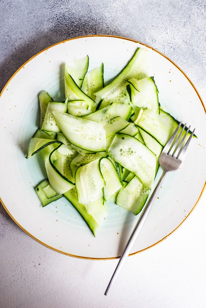 Fresh shaved cucumber salad
