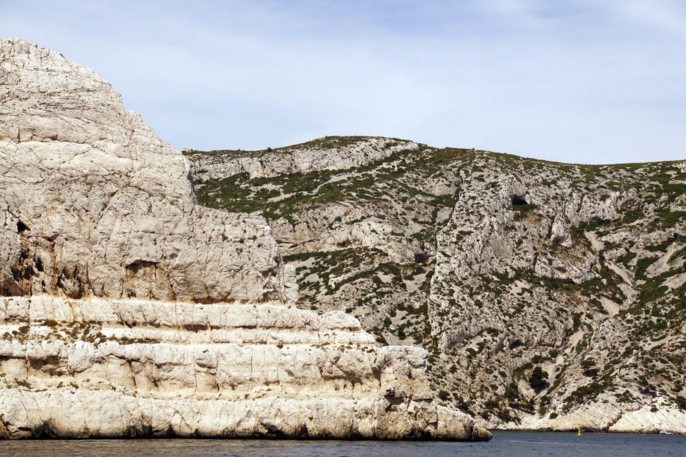 Beautiful limestone rocks on seashore